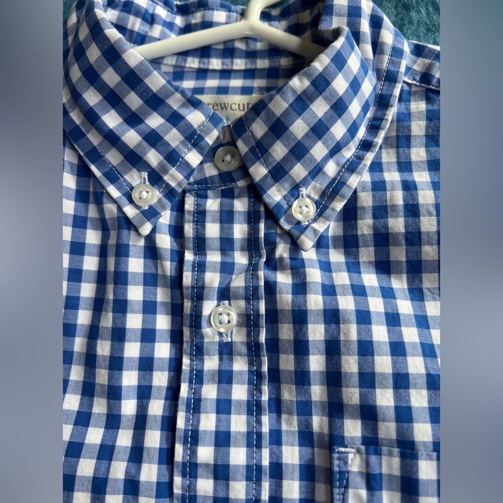 Crewcuts Blue and White Gingham Button down Shirt size 8